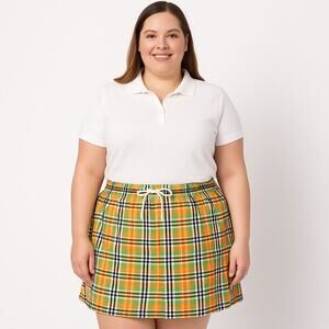 Liz Claiborne Plaid Drawstring Skirt Size 16 Multicolor Casual Summer